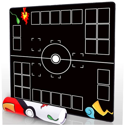 Biouai Playmat for Game with Tube - Stitched Play Mat for Card Gameplay with Zones, 2 Player Trainer Game Playing Mat (Black)