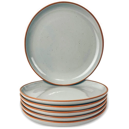 MORA CERAMICS HIT PAUSE Mora Ceramic Plates Set, 7.8 in - Set of 6 - The Dessert, Salad, Appetizer, Small Dinner etc Plate. Microwave, Oven, and Dishwasher Safe, Scratch Resistant. Kitchen Porcelain Dish - Earl Grey