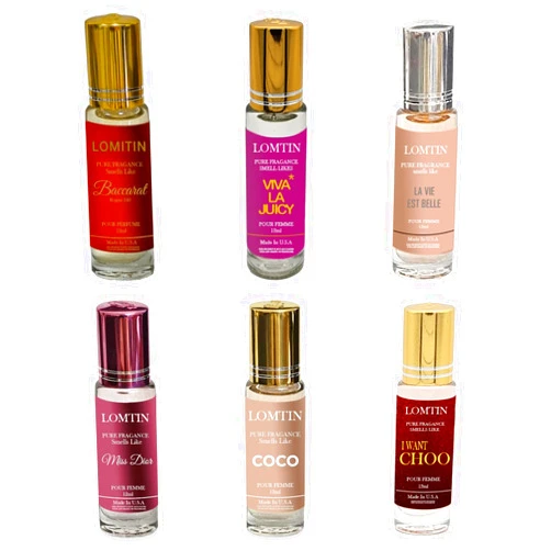 Lomitin Fragrance Perfume Oils for Women, Designer Inspired, 6 Pack (12ml / 0.4oz each), Impressions of Baccarat Rogue, Vita Juicy, I Want You, La vis belle, Miss Dear, Coco