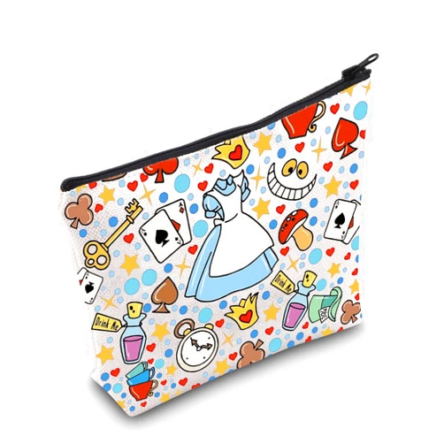 MEIKIUP Alice Makeup Bag Alice Fairy Tale Fans Gift Wonderland Cosmetic Makeup Bag Magical Garden Lover Gift (A Wonderland Bag)