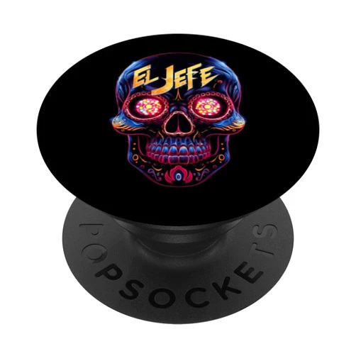 Cyber Calavera Dia De Los Muertos Men Women Tees Cyberpunk El Jefe Sugar Skull Futuristic Day of the Dead PopSockets Standard PopGrip