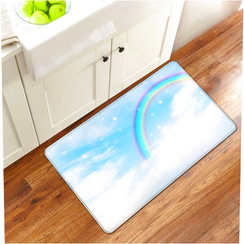 ZTQPKZHUBM Anti-Fatigue Kitchen Mat Rainbow Cloudy Sky Boho Thick Cushioned Kitchen Rugs Waterproof Floor Mat Laundry Comfort Standing Mat Cushioned Area Doormat 18