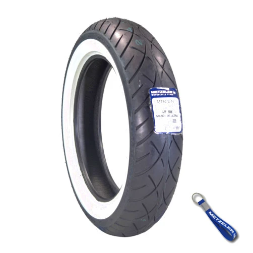 Metzeler ME 888 Marathon Ultra White Wall MT90B16 Front Cruiser and Custom Motorcycle Tire with Keychain (White Wall) - Design for long riding adventures on your cruisers & tourers motorcycles