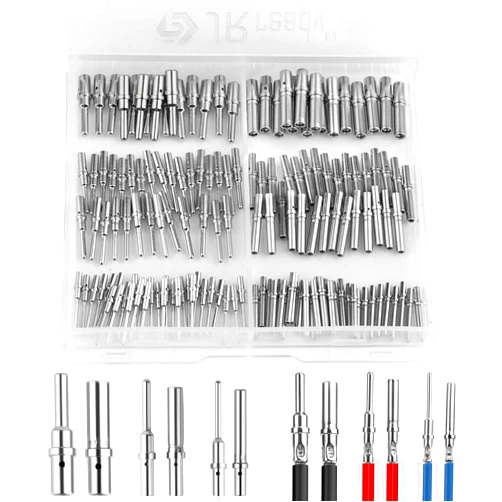 JRready ST6442 Deutsch Contact Kit, Deutsch Solid Pin, Closed Barrel Contacts Kit Size 12 16 20 Male Pins and Female Sockets Support Wire Guage 22-12AWG for DTP, DT, DTM Series Connectors