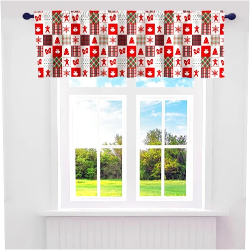 Castle Fairy Merry Christmas Valance Curtains Cartoon Xmas Trees Snowflake Gingerbread Man Window Valances for Kids Teens Adults Retro Red Green Plaid New Year Valances for Kitchen Living Room 52