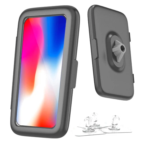SHOWER PHONE HOLDER Waterproof, Upgraded IPx7 Wall Mount, 480° Rotation, HD Touchscreen, Ideal for 4-7” Smartphones - Perfect Shower Accessories-Black