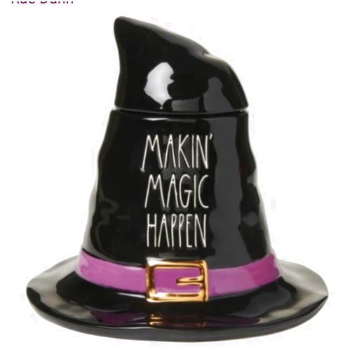 Hidd_ntr_asur_s Making Magic Happen Halloween Witch Hat Shaped pottery Canister Jar
