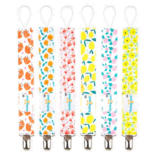 Babygoal Girl Pacifier Clips, 6 Pack Pacifier Holder for Boys and Girls Fits Most Pacifier Styles & Baby Teething Toys and Baby Gift 6MP05