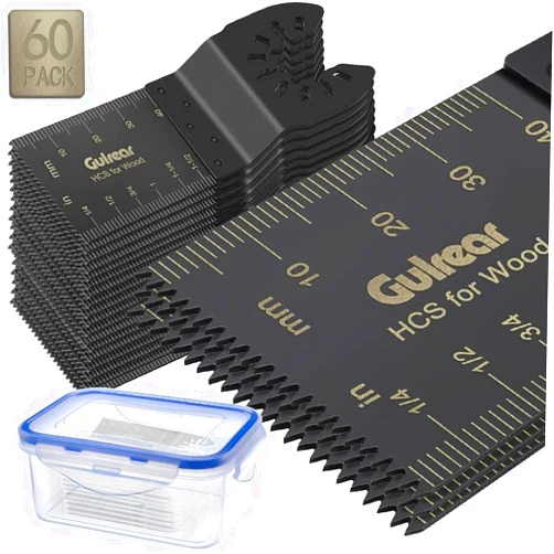 Gulrear 60 Pcs Universal Oscillating Tool Oscillating Saw Blades,Oscillating Multitool Blades,Multi Tool Blades Fit Fein Multimaster Porter Cable Bosch Ryobi Dewalt Milwaukee Rockwell Oscillating Tool Blades