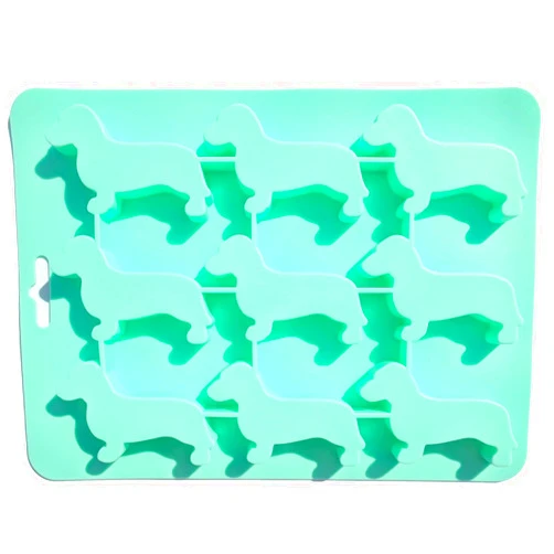 ScivoKaval Dachshund Dog Shaped Silicone Ice Cube Mold and Tray for Drink Ice Maker Candy Chocolate Biscuit Fondant Cupcake Cake Decoration Baking Mold Birthday Baby Shower Party Gift 1 Pcs Green