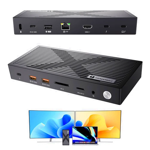 PULWTOP Thunderbolt 4 Dock, PULWTOP Thunderbolt 4 Docking Station 40Gbps Dual Monitor with 8K/4K Displays, Thunderbolt Certified, 85W Charging, 2X Thunderbolt 4 Ports (HDMI,USB A/C,SD/TF 4.0, 2.5GbE,Audio)