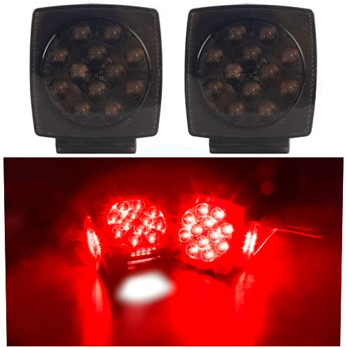 iBrightstar IP68 Waterproof Square LED Trailer Lights Kit - Utility Trailer Accessories with Brake Stop Tail Running License Plate LED Light for 12V Camper Truck Boat Snowmobile Marine Under 80