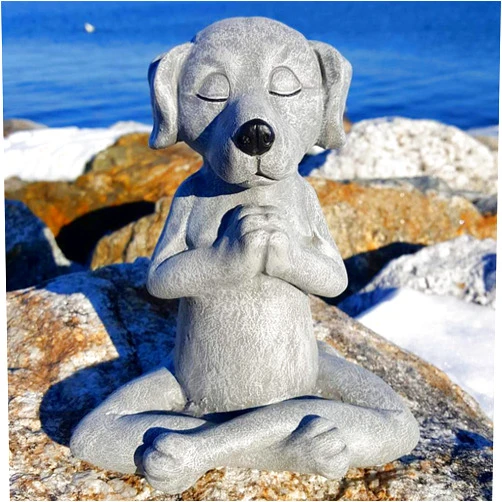 Reicety Unique Dog Garden Sculptures Decoration Buddha Meditation Statue Yoga Dog Statue Spring Relaxing Meditating Halloween Decor Decorative Tabletop Figurine Dog Ornament(4.72x3.66x3.14in) (Dog)
