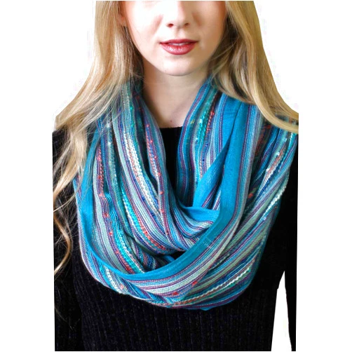 Anika Dali (15 Colors) Shimmer Sparkle Infinity Scarf, Women's Festival Bliss Lightweight Fashion Shawl