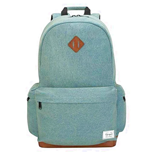 Targus Strata Laptop Backpack, Classic Slim Backpack with Durable Leatherette Base, Protective Sleeve fits up to 15.6-Inch Laptop, Denim (TSB93607GL)