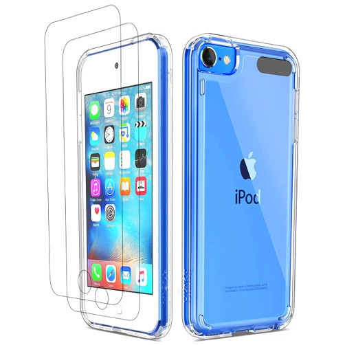 ULAK Compatible with iPod Touch 7 Case Clear, iPod Touch 6 Touch 5 Case with 2 Screen Protectors, [Anti-Yellowing] Slim Soft TPU Bumper Hard Cover for iPod Touch 5th /6th /7th Generation, Clear
