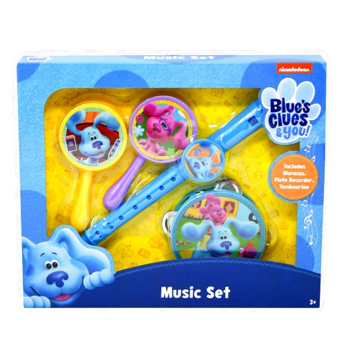 What Kids Want Blue's Clues Basic Music Set Kids Musical Instruments Set with Maracas, Tambourine, and Flute Recorder for Learning Music Fun Percussion Instruments for Kids Age 3 and Up