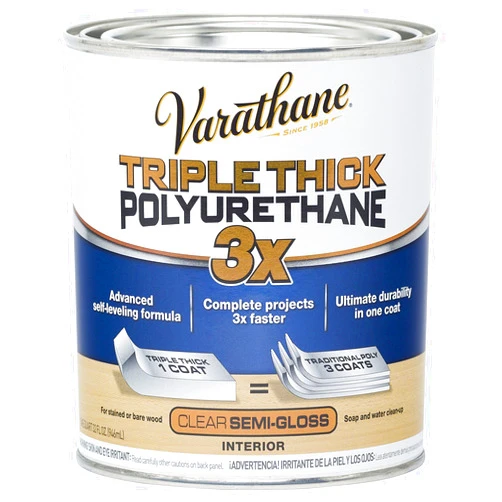 Varathane 284472 Triple Thick Polyurethane Wood Finish, Semi-Gloss, Quart