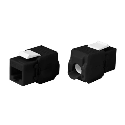 Monoprice Cat6A RJ45 Toolless 180-Degree Keystone Jack - for 22-24AWG Solid Wire, Black