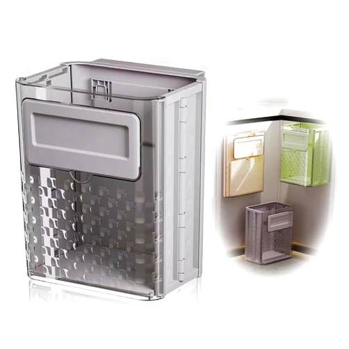 SANQANDON Folding Hanging Trash Can, Kitchen Folding Trash Can, Cabinet/Car/Bedroom/Bathroom Folding Hanging Small Plastic Trash Can (Grey)