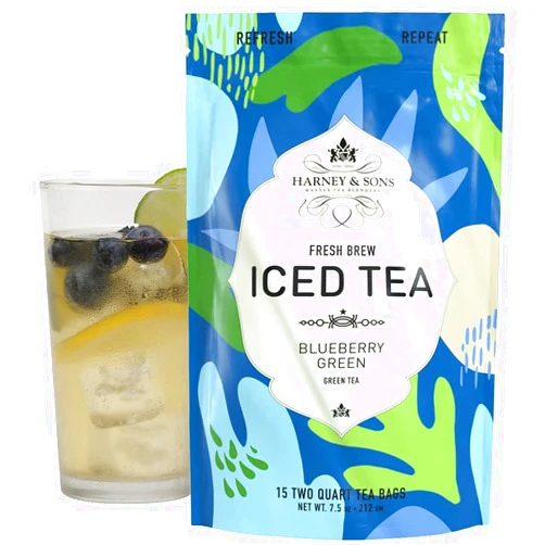 Harney & Sons Green Iced Tea, Fresh, Brews up to 30 quarts, Blueberry, 15 Count