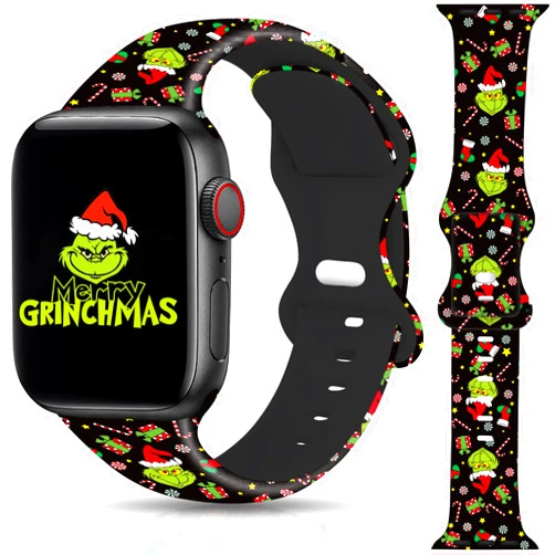 Amintiri Christmas Halloween Watch Band Compatible with Apple Watch Band 38mm 40mm 41mm 42mm 44mm 45mm 49mm, Christmas Halloween Holiday Replacement Strap Band for iWatch Series Ultra SE 9 8 7 6 5 4 3 2 1.