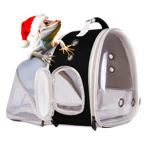 WEVONIGU Expandable Small Animal Backpack Carrier with Clear Bubble Window Large Space Travel Cage for Hedgehog Rat Parrot,Bearded Dragon,Sugar Glider,Airline Approved (Black, BE Backpack)