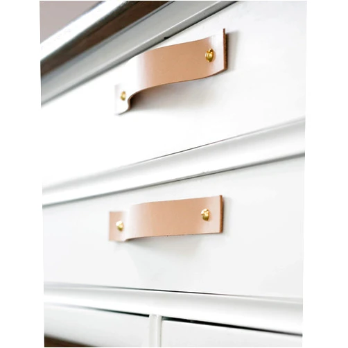 KEYAIIRA - Leather and Brass Drawer Handle - minimal furniture knobs modern kitchen handle pulls for cabinets farm house Scandinavian dresser hardware
