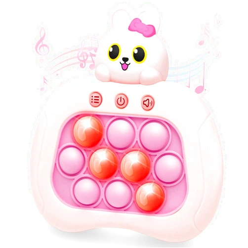 Intoypad Quick Push Pop Fidget Game Toys, Bunney Light Up Fidget Toy with 1 Min Auto-Off Electric Pop Bubble Game Controller Handheld Puzzle Sensory Toys Birthday Christmas Easter Gifts Toys for Kids