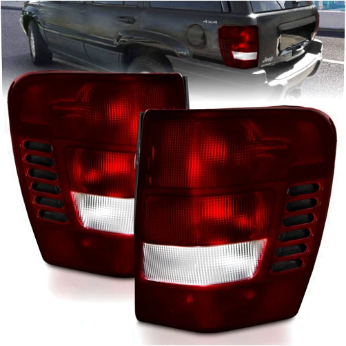 AmeriLite 1999-2004 Dark Red Replacement Tail Lights For Jeep Grand Cherokee - Passenger and Driver Side
