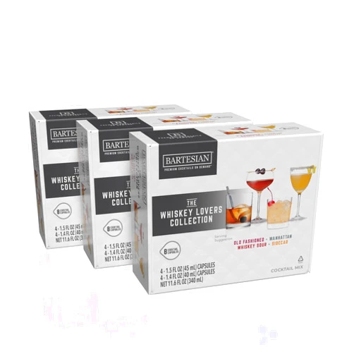 Bartesian 24-Pack Whiskey Lovers Mixer Capsules for Cocktail Machine – Home Bar Mixology Cocktails Mix Pod Capsule Set To Use With the Bartesian Cocktail Drink Maker Machine