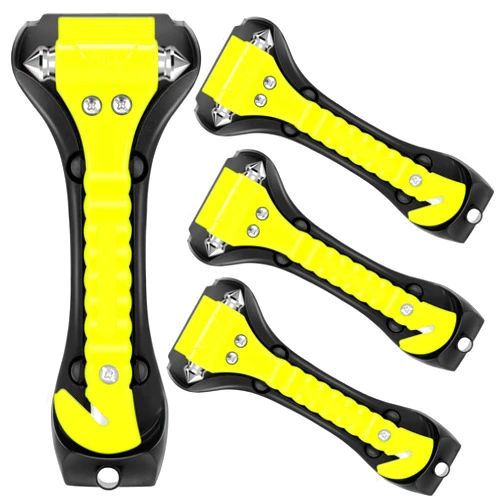 Xapwell Car Safety Hammer- Car Window Glass Breaker and Seat Belt Cutter, Auto Emergency Escape Tool, Vehicle Accessory Safety Tool, Life Rescue Tools Kits, Green, 4 Packs