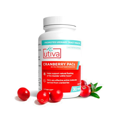 Szio+ Utiva Cranberry PACs – Clinically Studied Ingredients 36mg PACs for UTI Avoidance - Supplement for Urinary Tract Health for Women and Men – Cranberry Extract Pills for Bladder Health, 30 Vegi Capsules