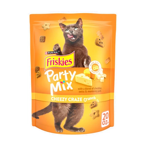 Purina Friskies Cat Treats, Party Mix Cheezy Craze Crunch - 20 oz. Pouch