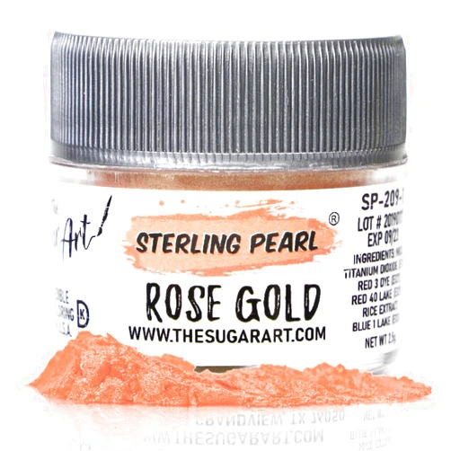 The Sugar Art - Sterling Pearl - Edible Shimmer Powder For Decorating Cakes, Cupcakes, Cake Pops, & More - Dust on Shine & Luster to Sweets - Kosher, Food-Grade Coloring - Rose Gold - 2.5 grams