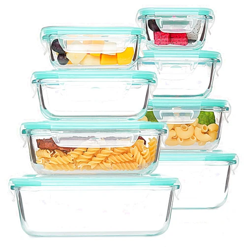 Vtopmart 8 Pack Glass Food Storage Containers with Airtight Lids, Glass Meal Prep Containers, Bento Boxes for Lunch, for Microwave, Oven, Freezer and Dishwasher, BPA Free