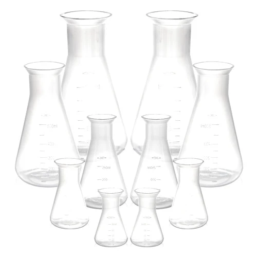 Covzoe 10 Pack Plastic Erlenmeyer Flask, Clear Scientific Conical Flask for Students Experiment, Laboratory Chemical Erlenmey Education Learning Tool, 50ml, 100ml, 250ml, 500ml, 1000ml