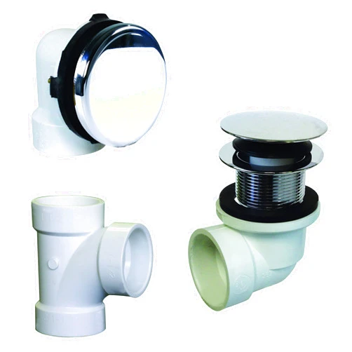 Westbrass Illusionary Overflow Sch. 40 PVC Plumbers Pack with Tip-Toe Bath Drain, Polished Chrome, D593PHRK-26