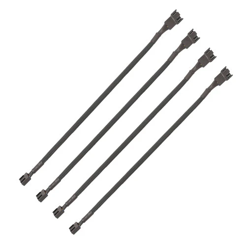 BUYMINERS.CA PWM Fan Extension Cable - 10.5 inch PC Fan Extension Cable, Durable, Black Braided Nylon Case Fan Extension Cable (4 Pack)