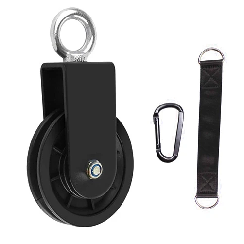 LFJ Cable Pulley with Swing Strap Carabiner Gym Pulley Wheel Set for LAT Pulley System DIY Pull Down Attachment,Ladder Lift,Home Gym Equipment