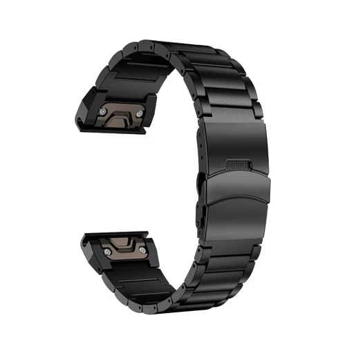 LDFAS Fenix 6X/5X Plus Band, Sport Quick Release Easy Fit 26mm Stainless Steel Metal Bands with Safety Buckle Compatible for Garmin Fenix 6X/6X Pro5X/5X Plus/3/3HR Smartwatch