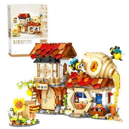 EasyAgo Mini Bricks Honey Workshop Building Blocks, Simulation Architecture Toy for Girls and Boys Ages 6+ - Gift Easter, Birthday, Christmas (1242 PCS)