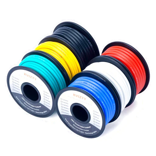KVIZTY 12 Gauge Silicone Wire 6 Colors Each 10 Feet, Flexible 12 AWG Stranded Wire, 680 Strands Tinned Copper Conductor, High Temp Rated 200℃ - Car, Inverter, Battery, Automotive