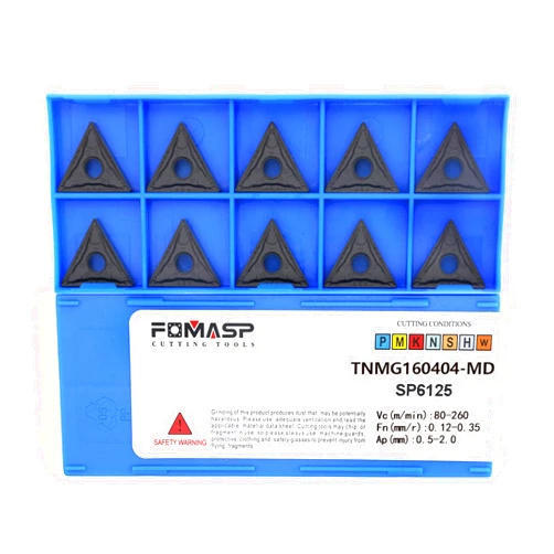 FOMASP TNMG331 / TNMG160404-PM of CNC Carbide Inserts for Steel Turning Cutting Tools, The Chip Breaker PM fit for Semi-Finishing Metal Cutting, 10 PCS.
