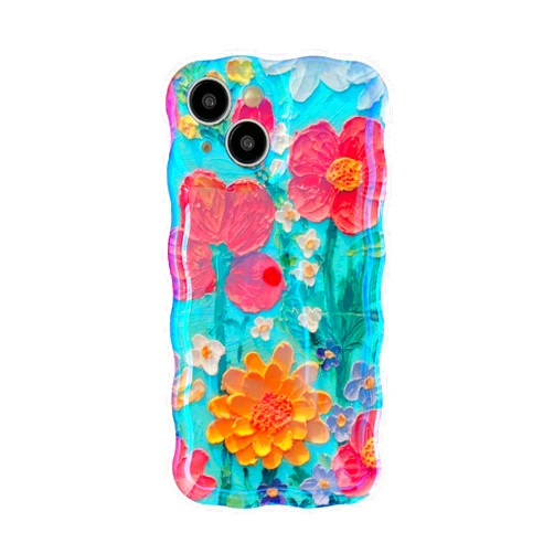 Caseative for iPhone 12 Case,Retro Flower Floral Oil Painting Compatible with iPhone Case (Blue,iPhone 12)
