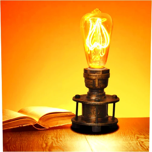 JUNOLUX Vintage Industrial Table Lamp Base for E26 Edison Bulb, Steampunk Antique Accent Lights, Retro Desk lamp Decoration Bedside for Living Room Bedroom Coffee House Bar (Brass)