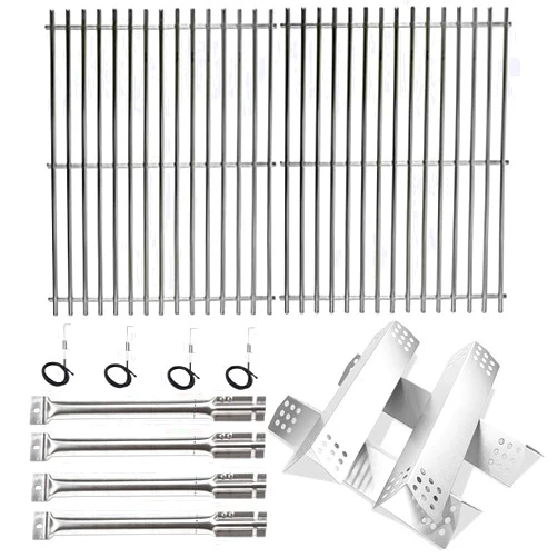 Hisencn Replacement Parts for Master Forge 1010037 1010048 Gas Grill Models, Stainless Steel Burners, Stainless Heat Plates Tent Shield and Cooking Grids Grill Grate Repair Kit
