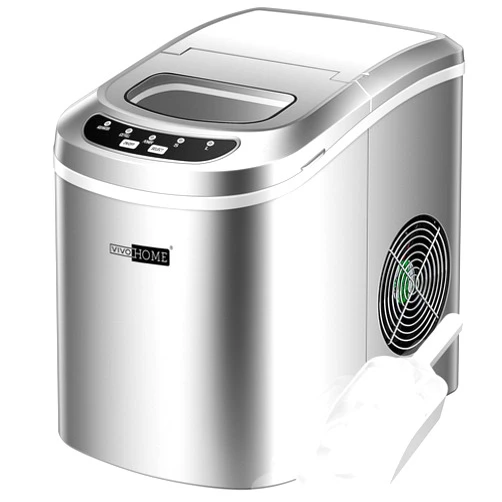 VIVOHOME Electric Portable Compact Countertop Automatic Ice Cube Maker Machine with Hand Scoop and Self Cleaning Function 26lbs/day Silver
