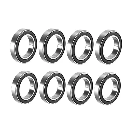 uxcell 6802-2RS Deep Groove Ball Bearing Double Sealed 1180802, 15mm x 24mm x 5mm Carbon Steel Bearings (Pack of 8)