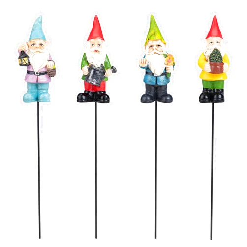 Chonsun Gnomes Garden Stakes Plant Decorations for Pots Outdoor Art 4 Pack Miniature Gnomes Decorations for Yard